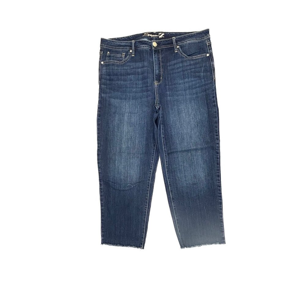 Seven7 Madison Straight Raw Hem Women's size 16 Dark Wash Blue Denim Jeans